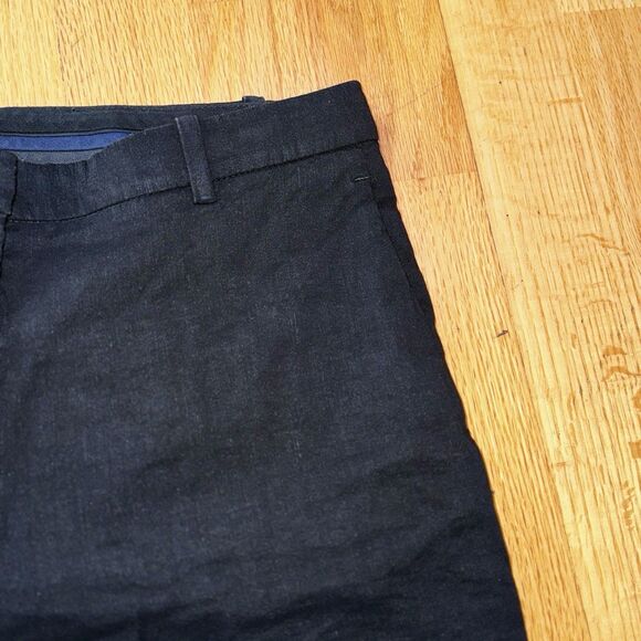Theory Hartsdale NP Crunch Wash Linen Blend Straight Leg Ankle Pants Black Sz 4 - Picture 13 of 16